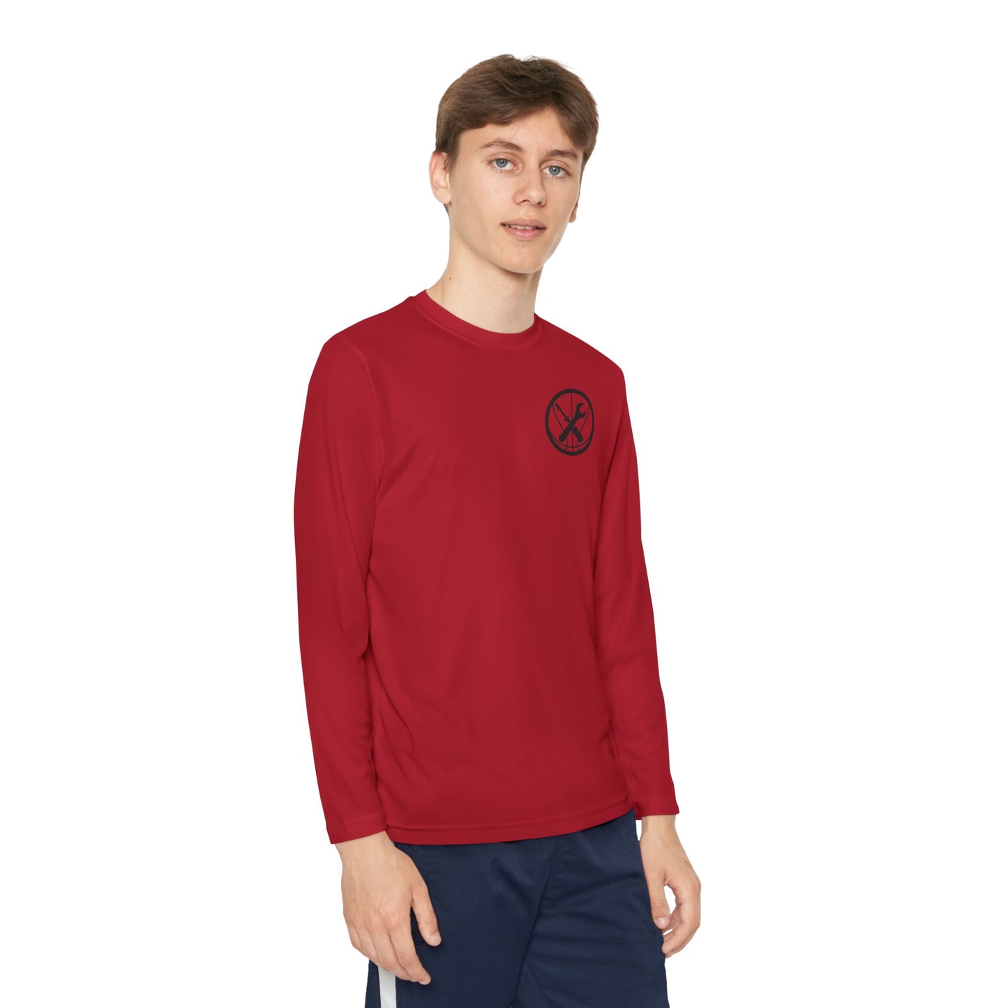 Hoops Mechanic Youth LS Double Logo Tee
