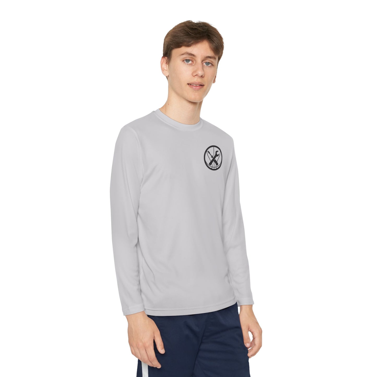 Hoops Mechanic Youth LS Double Logo Tee