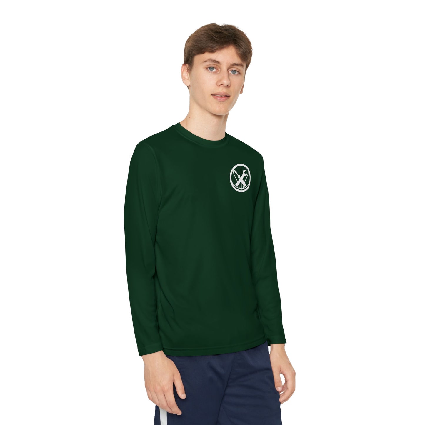 Hoops Mechanic Youth LS Double Logo Tee