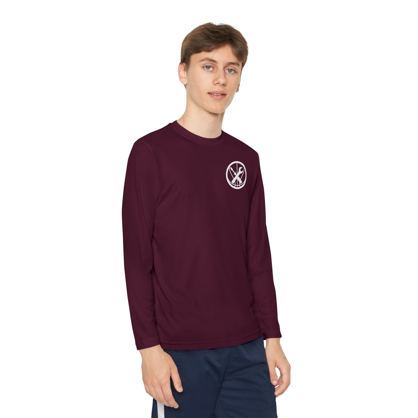 Hoops Mechanic Youth LS Double Logo Tee