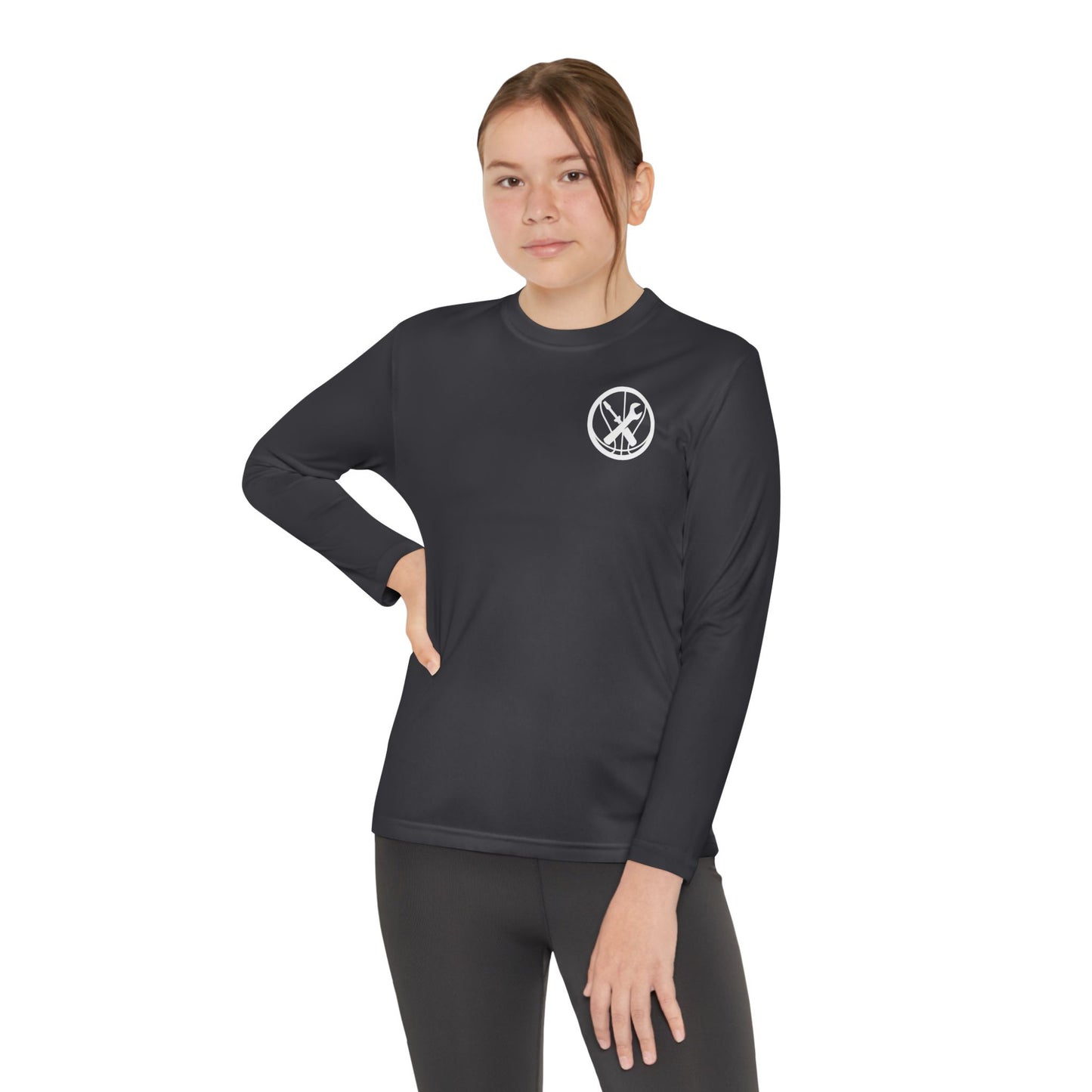 Hoops Mechanic Youth LS Double Logo Tee